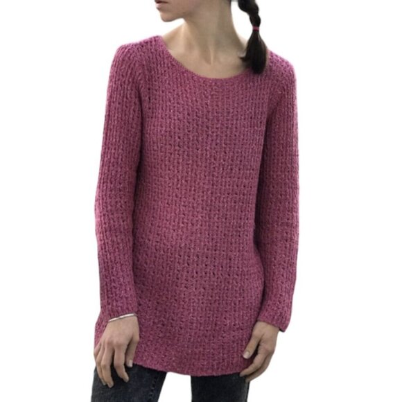 J. Jill Sweaters - J. Jill Womens Sweater Large Pink Knit Tunic Coastalgrandma Cotton Linen